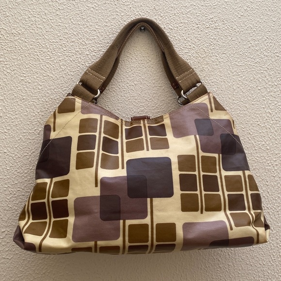 Orla Kiely Coated Canvas Geometric Pattern Shoulder Bag Purse Zip Wallet Set - Picture 3 of 17